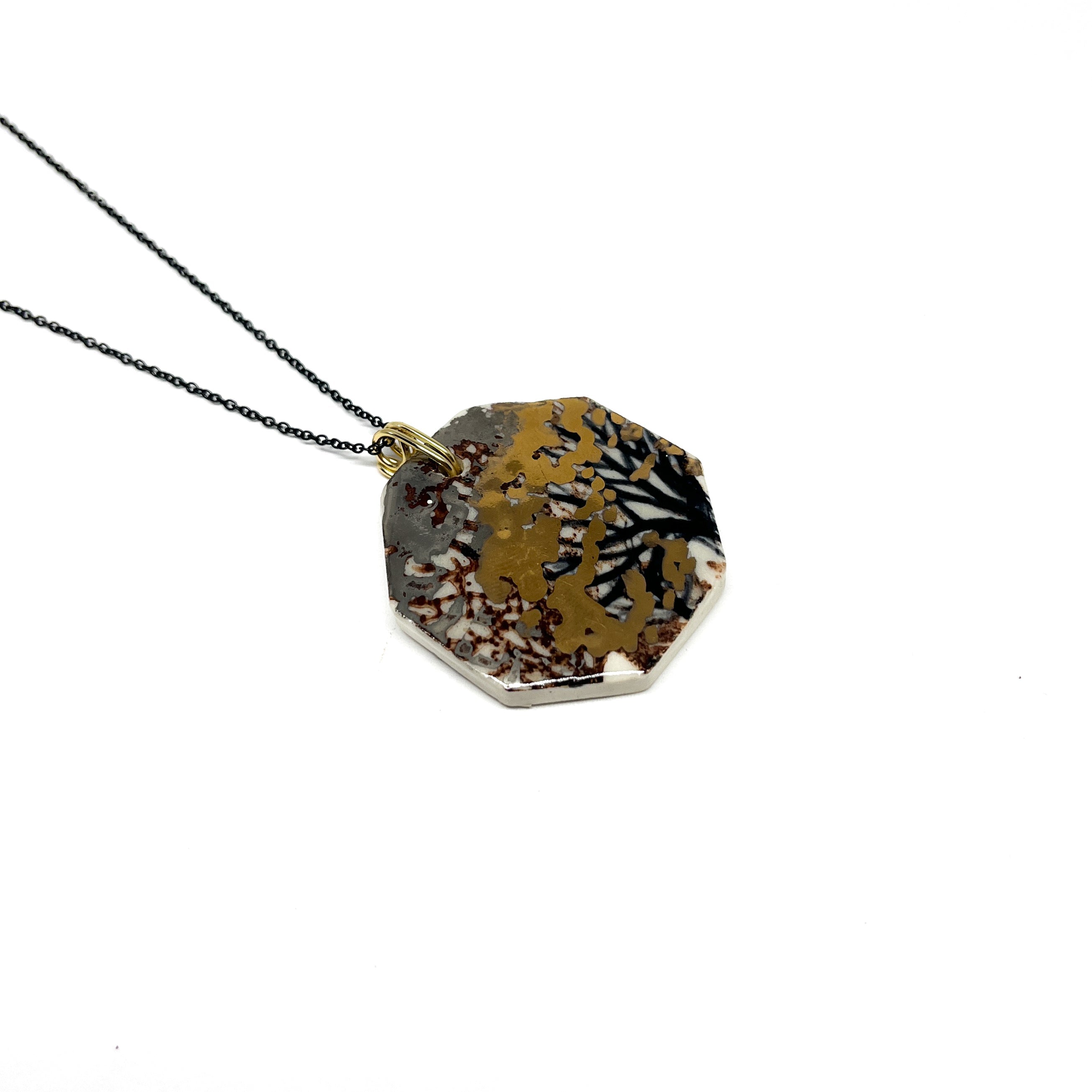 Gold Ceramic Tree Necklace