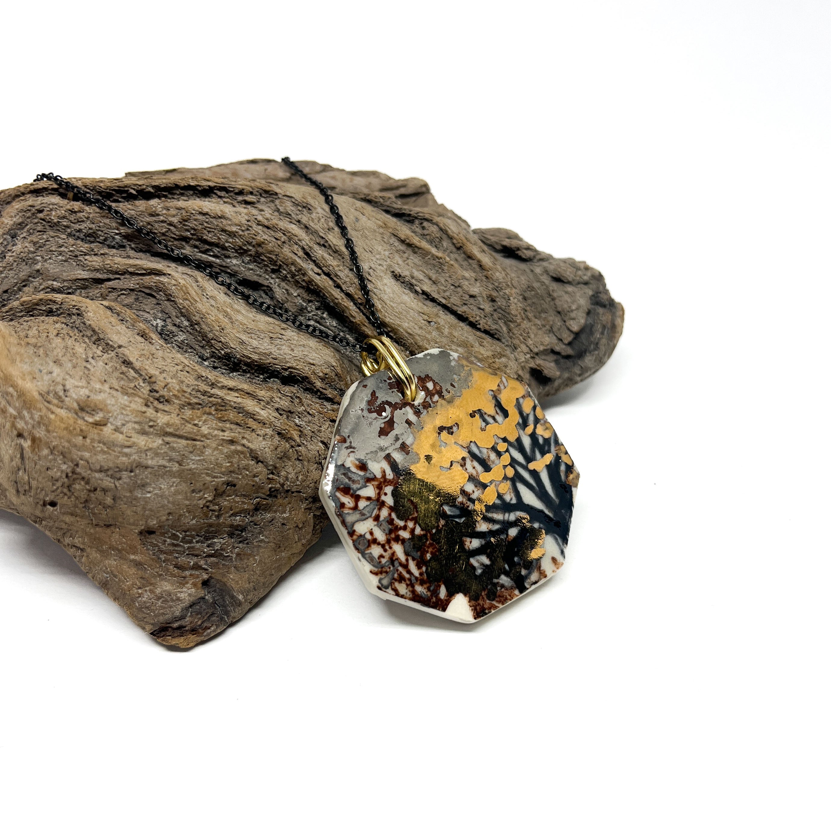 Gold Ceramic Tree Necklace